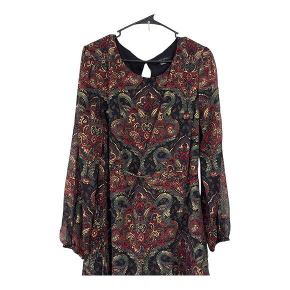Tommy Hilfiger Women Paisley Print Long Sleeve Dress Keyhole Back Lined Size 18 - Picture 11 of 13